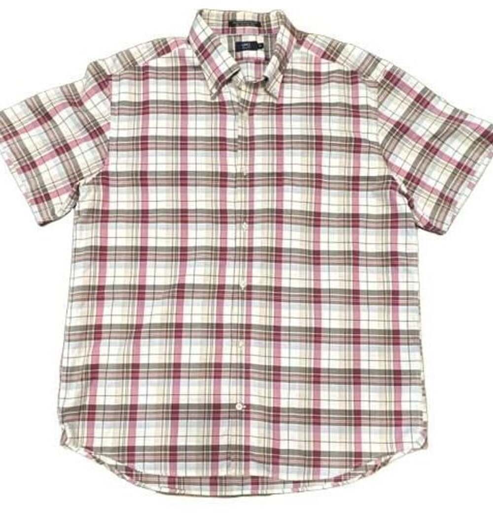LINCS David Chu Plaid Button-Up Shirt XXL Pink Brown NWOT